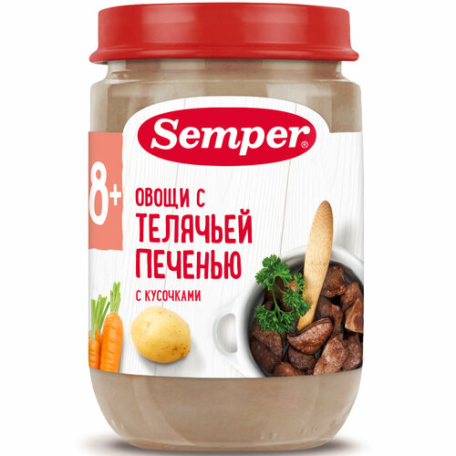 Пюре Semper Овощи с телячьей печенью, с 8 месяцев, 190 г