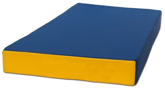 Мат для шведской стенки детский, спортивный, гимнастический № 1, 100х50х10 см, "KMSsport" синий, жёлтый