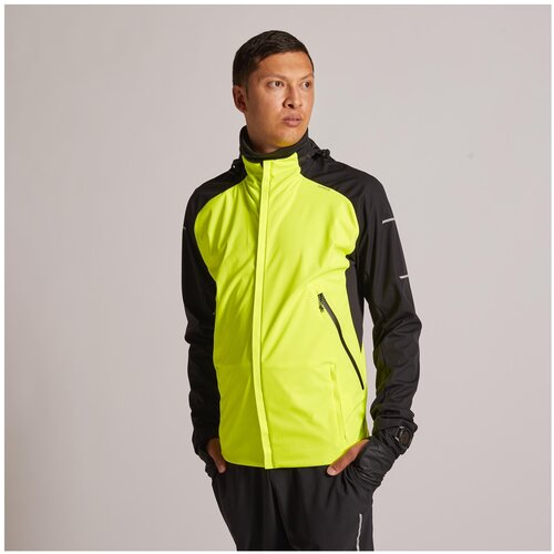 фото Куртка для бега kiprun warm regul мужская черно-зеленая, размер: m, цвет: лайм/черный kiprun х декатлон decathlon