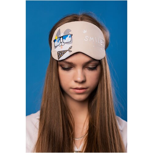 Маска для сна с гелевой вставкой бежевая собака , Маска для сна на глаза , маска для сна и путешествий , маска с охлаждающим гелем