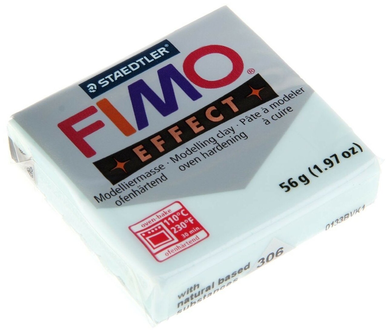 Полимерная глина FIMO Effect, запекаемая в печке, 56 г, цвет голубой ледяной кварц (FIMO8020-306)