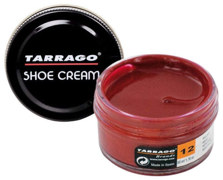 Крем для обуви Shoe Cream TARRAGO, цветной, банка стекло, 50 мл. (012 (red) красный) - фотография № 1