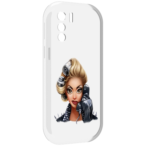 Чехол MyPads девушка-смайлик-с-телефоном женский для UleFone Note 13P задняя-панель-накладка-бампер