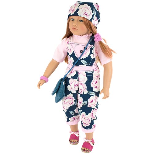 фото Коллекционная кукла lamagik "джеральдин", в цветастом комбинезоне, 62 см, арт. b9005