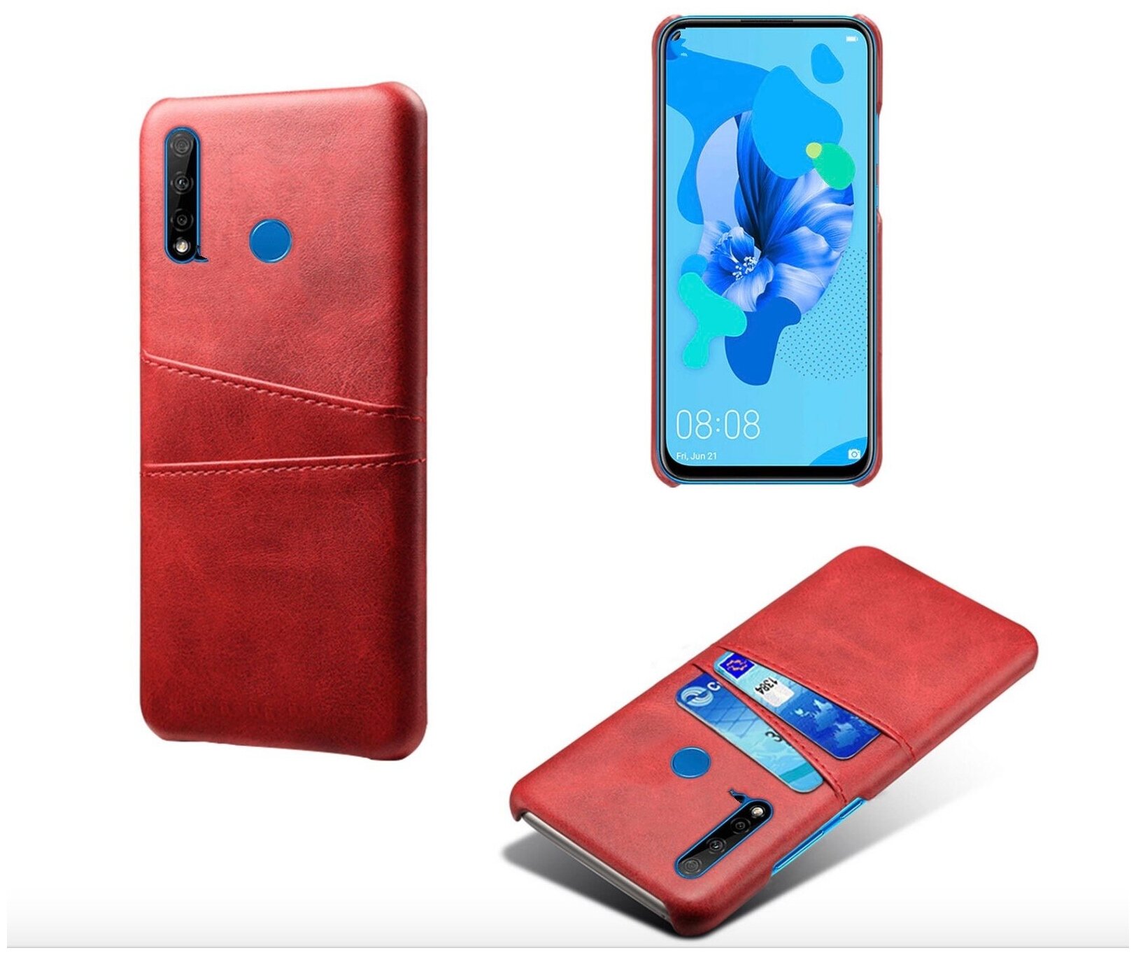 Чехол панель-накладка Чехол. ру для Huawei Honor 10 Lite / Huawei P Smart (2019) из качественной импортной кожи с визитницей с отделением для банков.