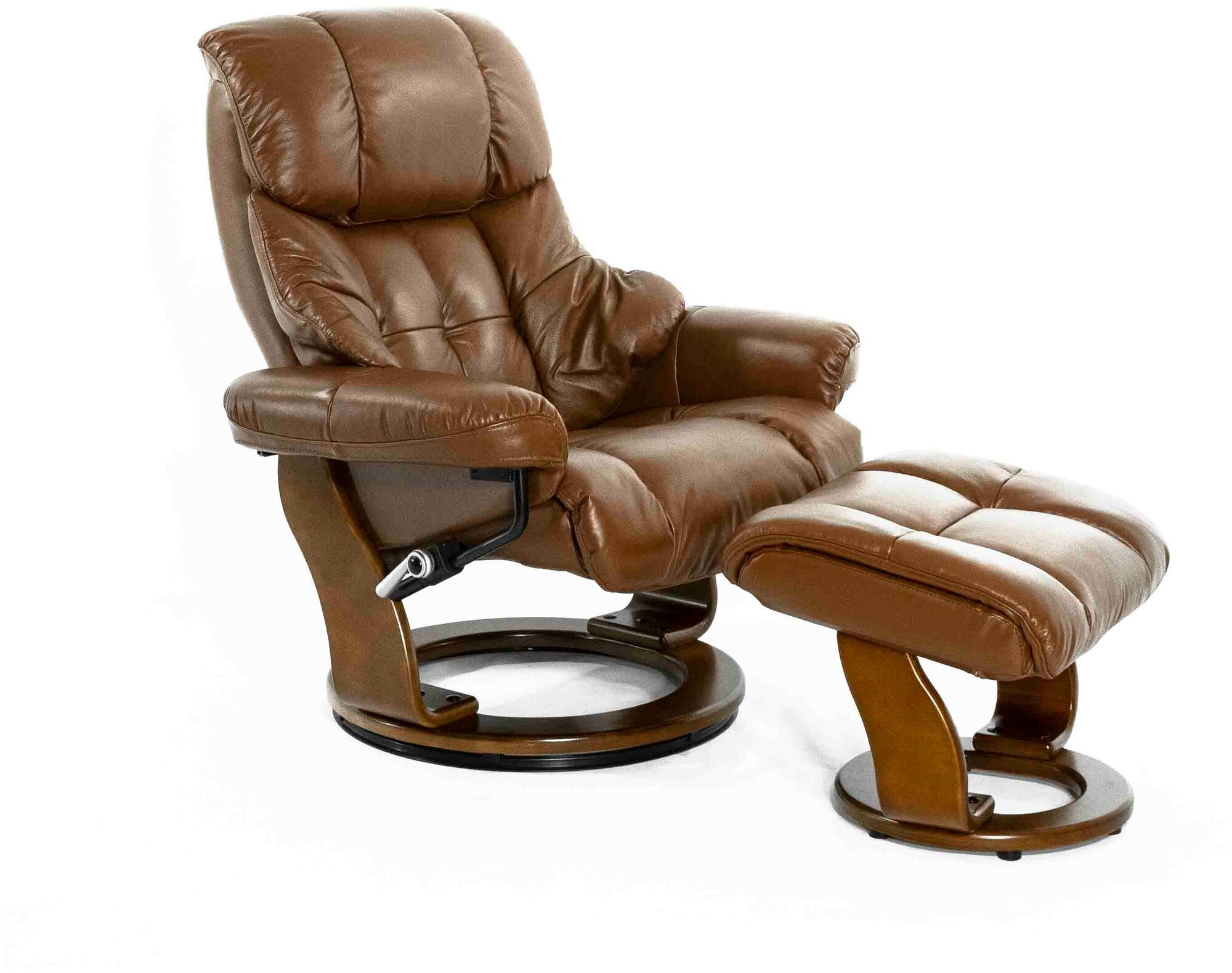 Кресло-реклайнер Falto Relax LUX 7438W, натуральная кожа, цвет коричневый - фотография № 1