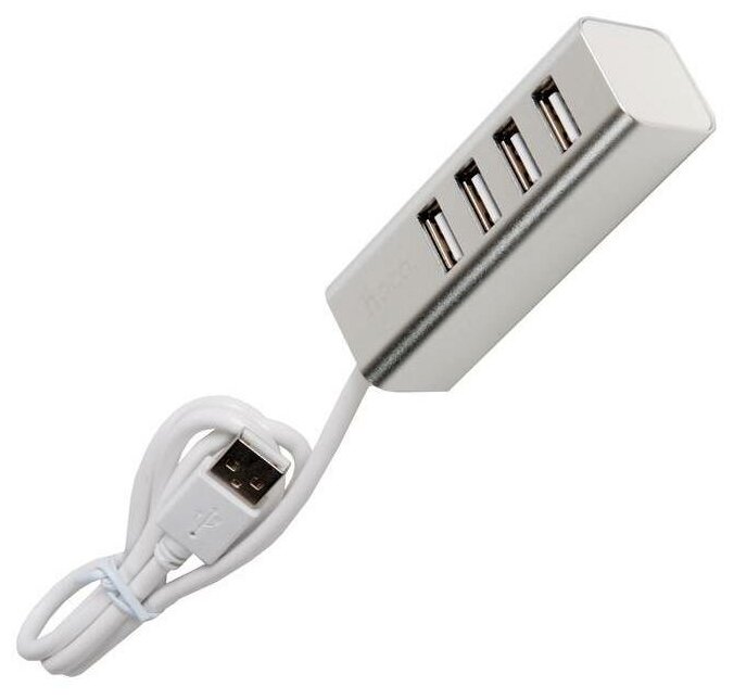 Разветвитель USB 20 Hoco HB1 4 порта 6957531038146 серебристый