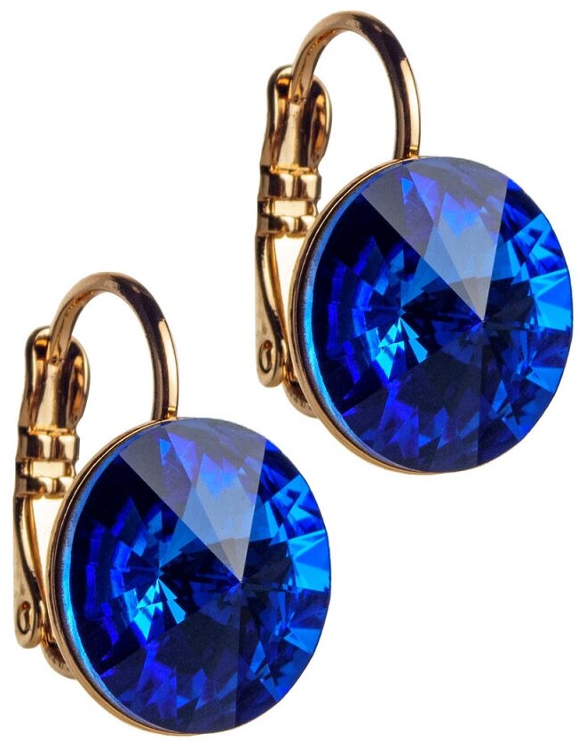 Серьги женские с кристаллами Advanced Crystal синие бижутерия Xuping