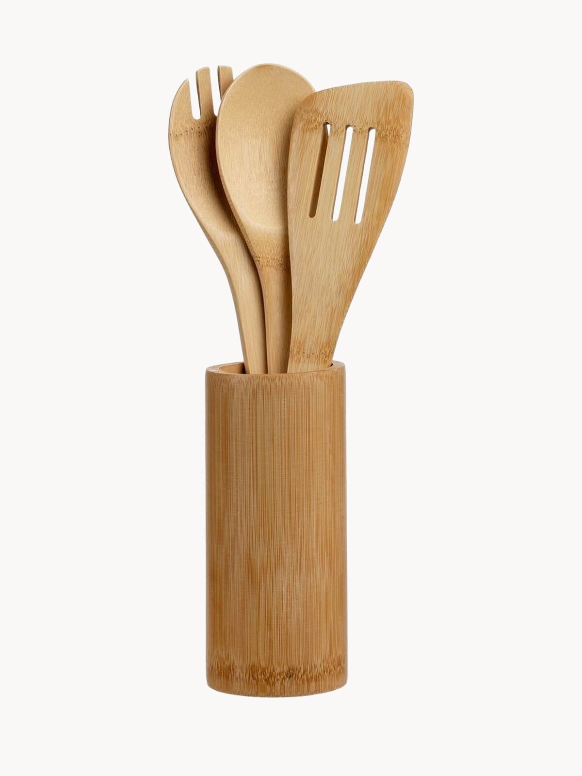 Кухонные лопатки набор кулинарных принадлежностей лопаток деревянных 3 шт и стакнчик, бамбук, Remy