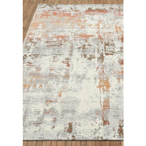 Ковер на пол 1,6 на 2,3 м в спальню, гостиную, безворсовый, оранжевый, серый Modena Aydin Sunte-105215