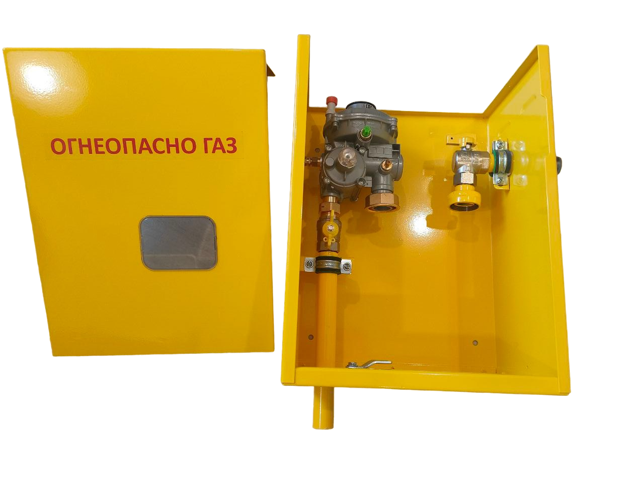 Пункт редуцирования газаГРПШ-FE10-1-G4 НП (снизу, направо) шкафной грпш, ДРП на базе регуляторов давления газа серии FE10 (Pietro Fiorentini, Италия) — фото 1