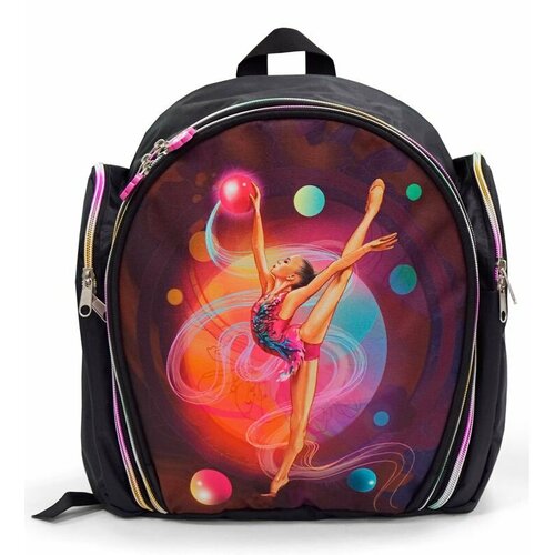 Рюкзак для гимнастики (ткань п/э, черный/розовый) 220-032