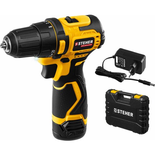 STEHER 12 В 35 Нм 1 АКБ 2 Ач бесщеточная дрель-шуруповерт кейс CDB-120-1 870400₽