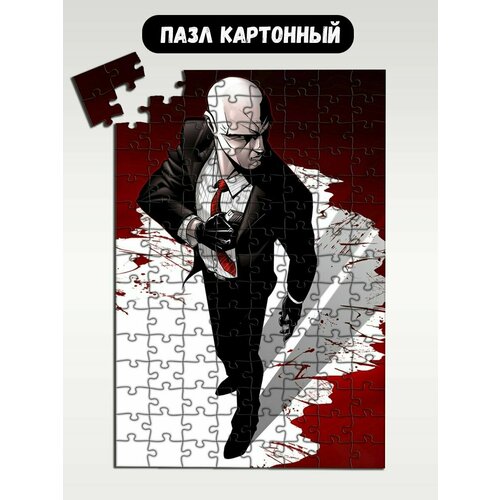 Пазл картонный 29x20 см, размер А4, 120 деталей, модель игра Hitman   1000