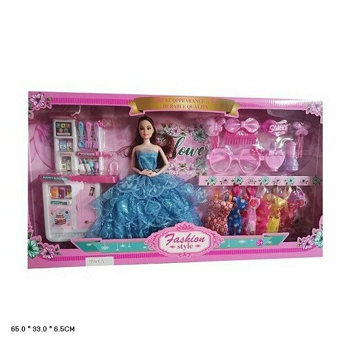 Кукла Shantou с кухонной мебелью и аксессуарами, шарнирная, в коробке (HF004-5)