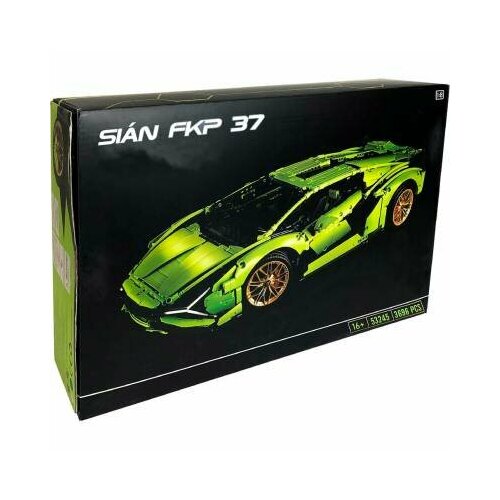 машинка bburago lamborghini sian fkp 37 die cast 1 24 открывающиеся двери цвет зелёный Конструктор Техник Lamborghini Sian 3696 деталей 53245