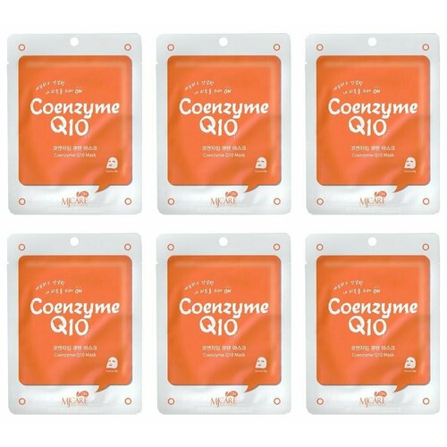 Mijin MJ CARE Маска тканевая для лица с коэнзимом MJ on Coenzyme Q10 Mask, pack 22 гр, 6 шт