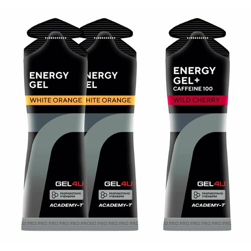 Гель питьевой GEL4U Energy Gel MIX 3 x 60 г, Апельсин, Вишня