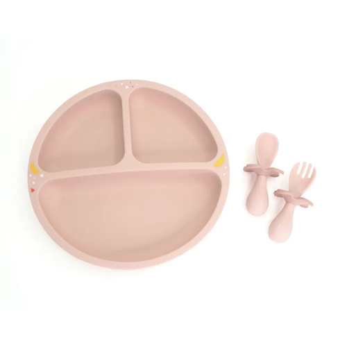 фото Набор детской посуды oribel or224-90007 cocoon z тарелка+ложка+вилка розовый