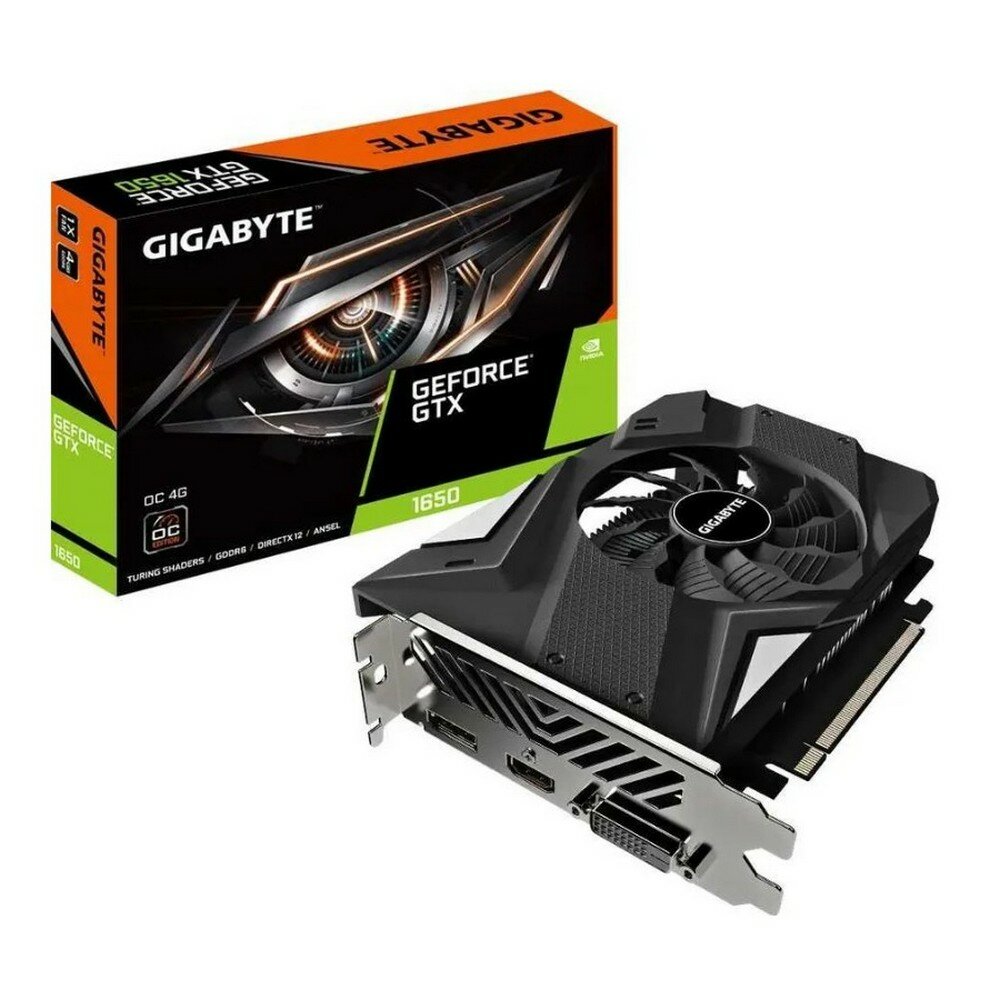 Видеокарта Gigabyte PCI-E nVidia GeForce GTX 1650 4G D6 OC (4Gb/GDDR6/128bit/HDMI, DVI, DP) RTL (GV-N1656OC-4GD 4.0) — фото 1
