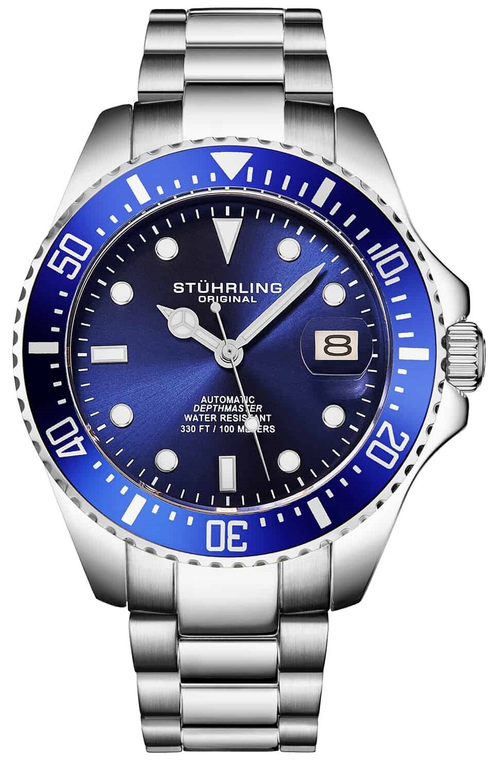 Наручные часы STUHRLING Aquadiver, белый, синий, серебряный