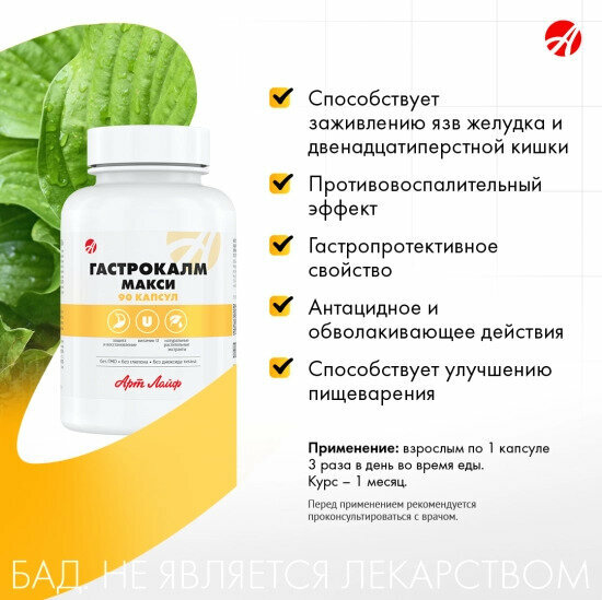 Изображение Гастрокалм Макси комплекс для заживления язвенных и эрозивных поражений слизистой желудка и двенадцатиперстной кишки