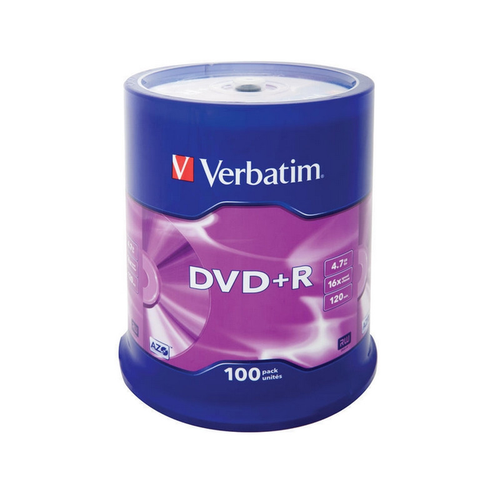 DVD+R Verbatim Носители информации DVD+R, 16x, Verbatim Azo Matt Silver, Cake/100, 43551 носители информации dvd rw 4x verbatim serl matt silver jewel 5 43229