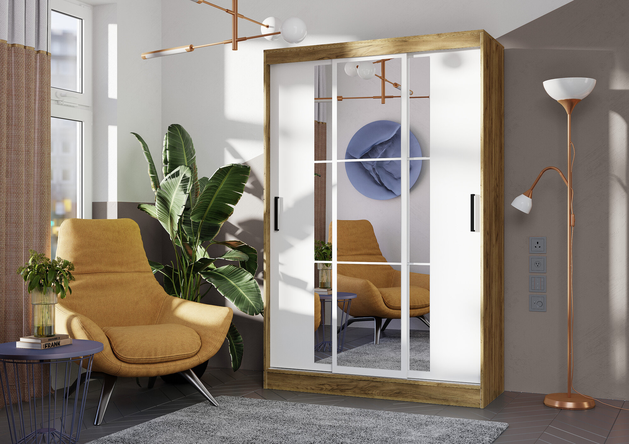 фото Шкаф-купе для одежды, со штангой, с полками, трехдверный, Тайм ШКК-03, Белый