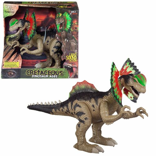 Динозавр Дилофозавр темно-зеленый (движение вперед, свет, звук) WS5310/темно-зеленый фигурка динозавр игрушка для девочек резиновый дилофозавр