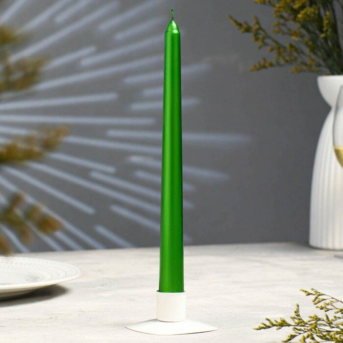 Свеча Sima-land "Античная", лакированная, цвет Зеленый металлик, 2,3х25 см
