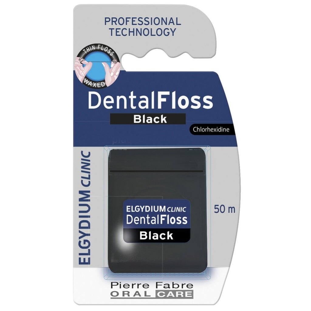 ELGYDIUM Вощеная зубная нить DentalFloss черная, 50 м