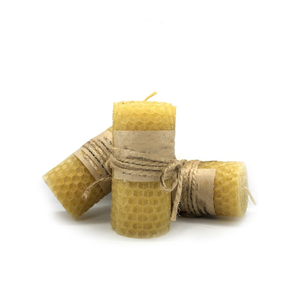 фото Свеча из вощины с аромамаслами лимон (8,5*3,5 см, время горения 2 часа), Медовые свечи Сибири, 1 шт.