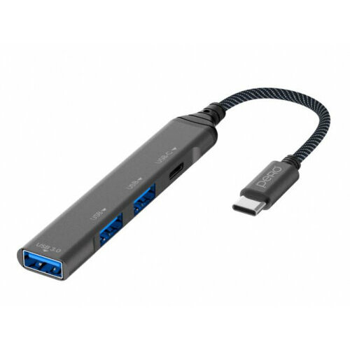 Хаб разветвитель Pero MH03 USB-С TO USB-CUSB 30USB 20USB 20 серый 114500₽