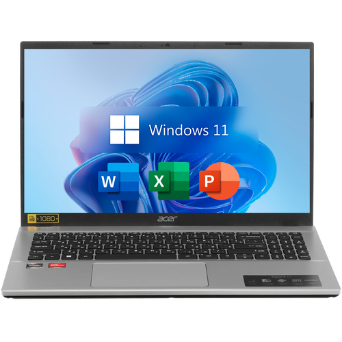156 Ноутбук Acer Aspire 3 AMD Ryzen 7 5700U 8 Ядер RAM 32 ГБ SSD 512 ГБ AMD Radeon Vega RX 8 Windows 11 Pro Office 2021 Pro Plus Pure Silver Русская раскладка EAC 75990₽
