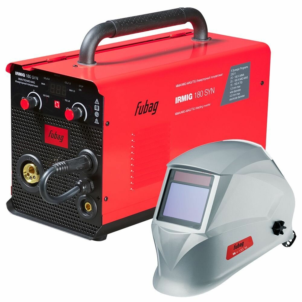 фото Набор сварщика FUBAG: сварочный полуавтомат IRMIG 180 SYN с горелкой 250А в комплекте, маска "Хамелеон" IR 4-13G M (OPTIMA 4-13 Visor)