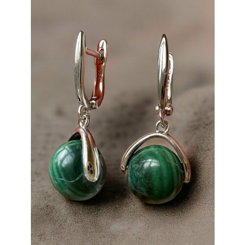 Серьги ФАБРИКА украшений, размер 10 мм, зелeный