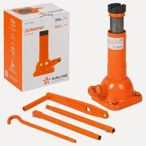 Изображение товара Домкрат винтовой Airline AJR03S, 2т (MIN - 226 мм, MAX - 507 мм)
