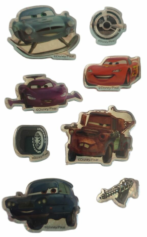 Наклейки CARS "Тачки", 1 лист (8 наклеек), размер листа 17,5 x 9 см. Disney PIXAR Action!
