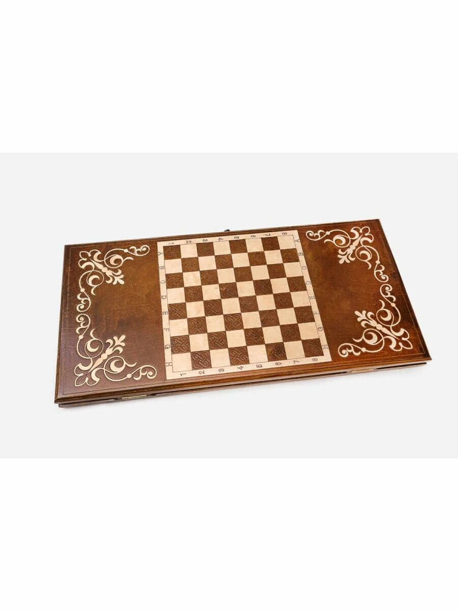 Нарды Handle "Узор 4", лакированные, фанера, бронза, 32 фигуры, 56х56 см — фото 1