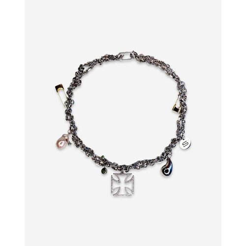 Колье 2SICK, жемчуг барочный, длина 45 см, серебристый