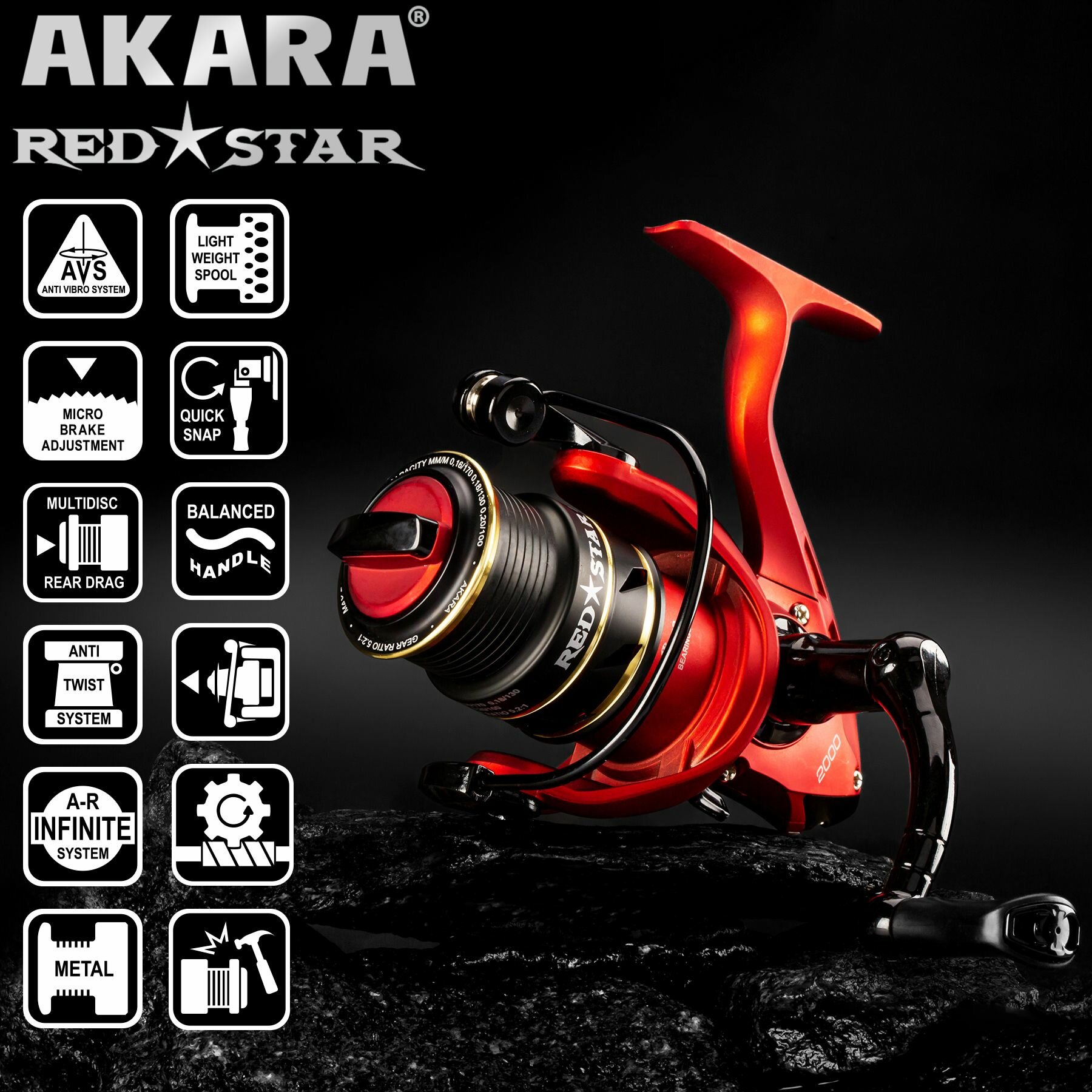 Катушка безынерционная Akara Red Star 2000 5+1bb — фото 1