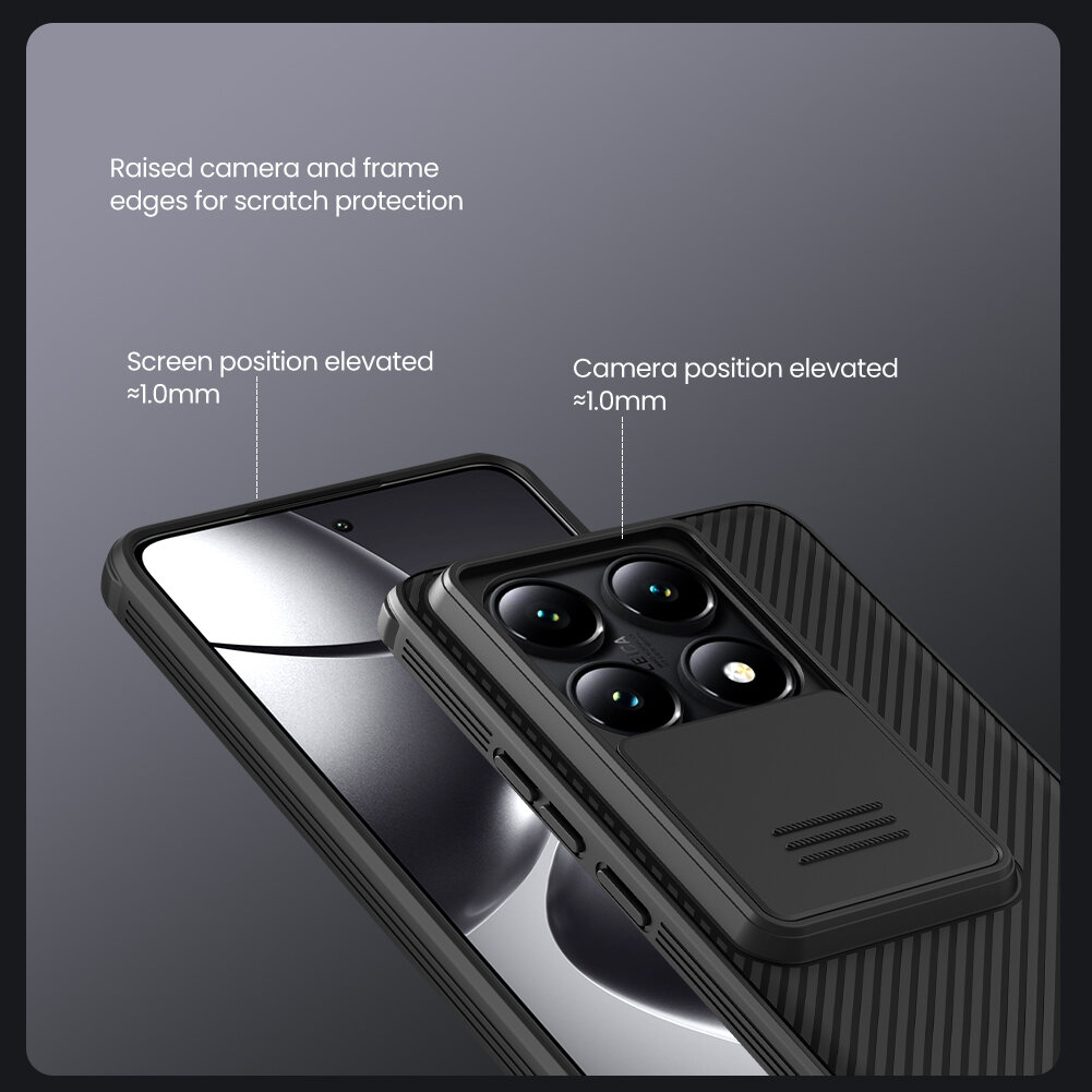 Усиленный чехол с сдвижной шторкой для камеры от Nillkin для Xiaomi 14T Pro, серия CamShield Pro Case — фото 1