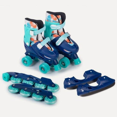 Изображение товара Раздвижные коньки-ролики Mobile Kid Twin Seasons (3 в 1), размер M (CYAN BLUE)