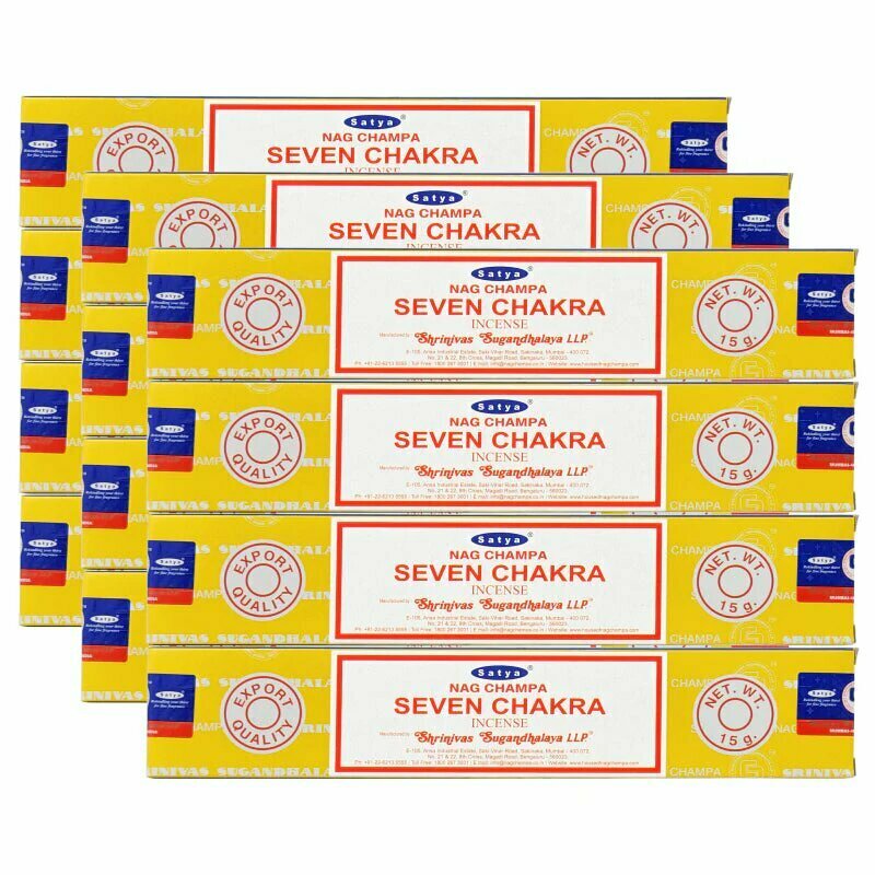 Аромапалочки Седьмая Чакра Сатья  Seven Chakra   Satya упаковка 12 кор  по 15 шт 