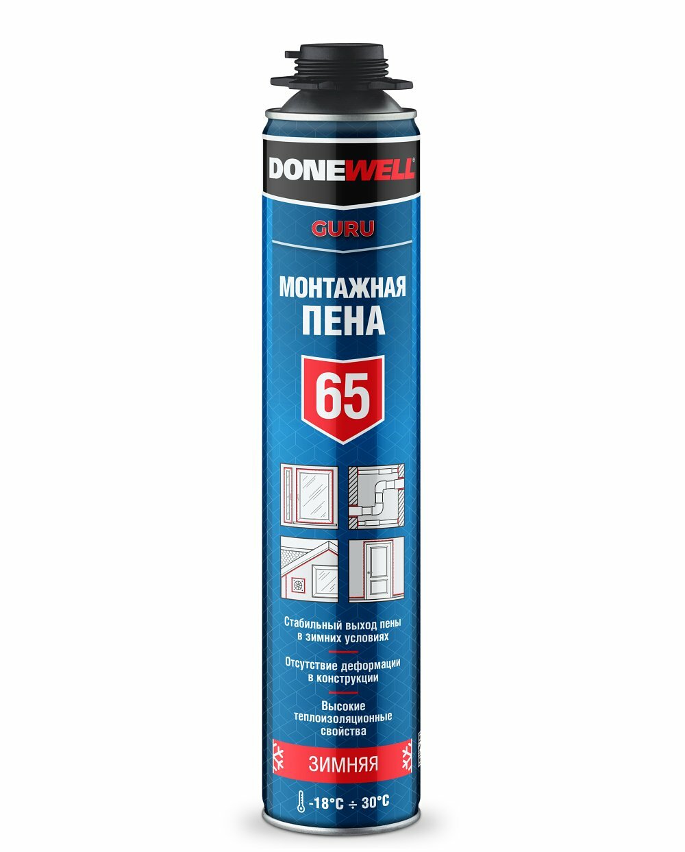 Пена полиуретановая монтажная профессиональная зимняя DONEWELL 65 (1л.) - 1шт