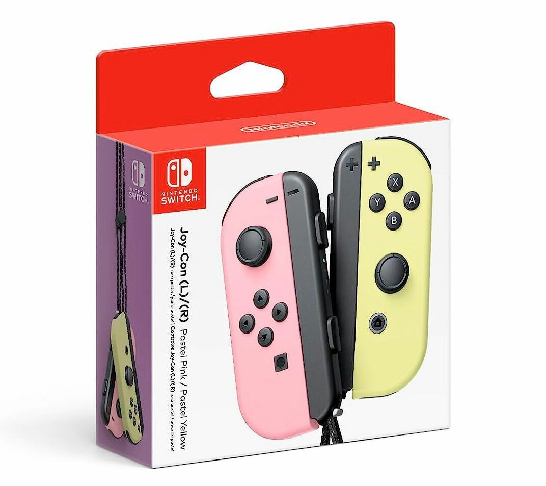 Геймпад Joy-Con Controllers, для Nintendo Switch, Bluetooth, вибрация, цвет пастельный розовый/желтый (оригинал)