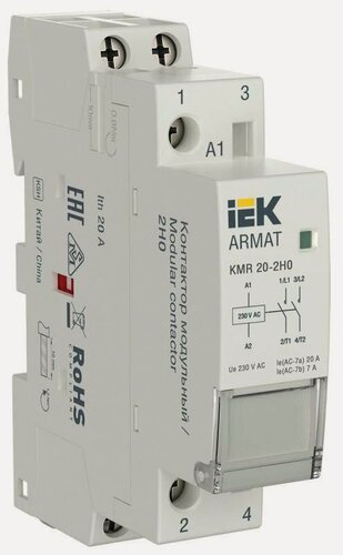 Изображение товара Контактор модульный KMR 20А 230В AC 2НО ARMAT IEK AR-KMR10-020-20-230