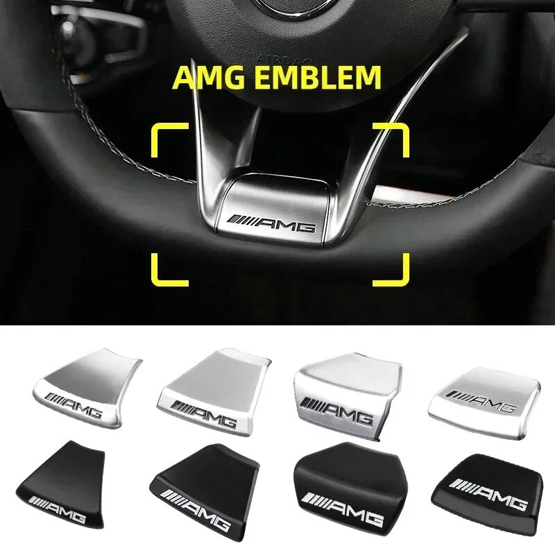 Для AMG логотип наклейка на руль автомобиля эмблема крышка внутренняя наклейка наклейка для AMG Mercedes Benz GLC GLA W204 W205 W212 W213, C style-Silver — фото 1