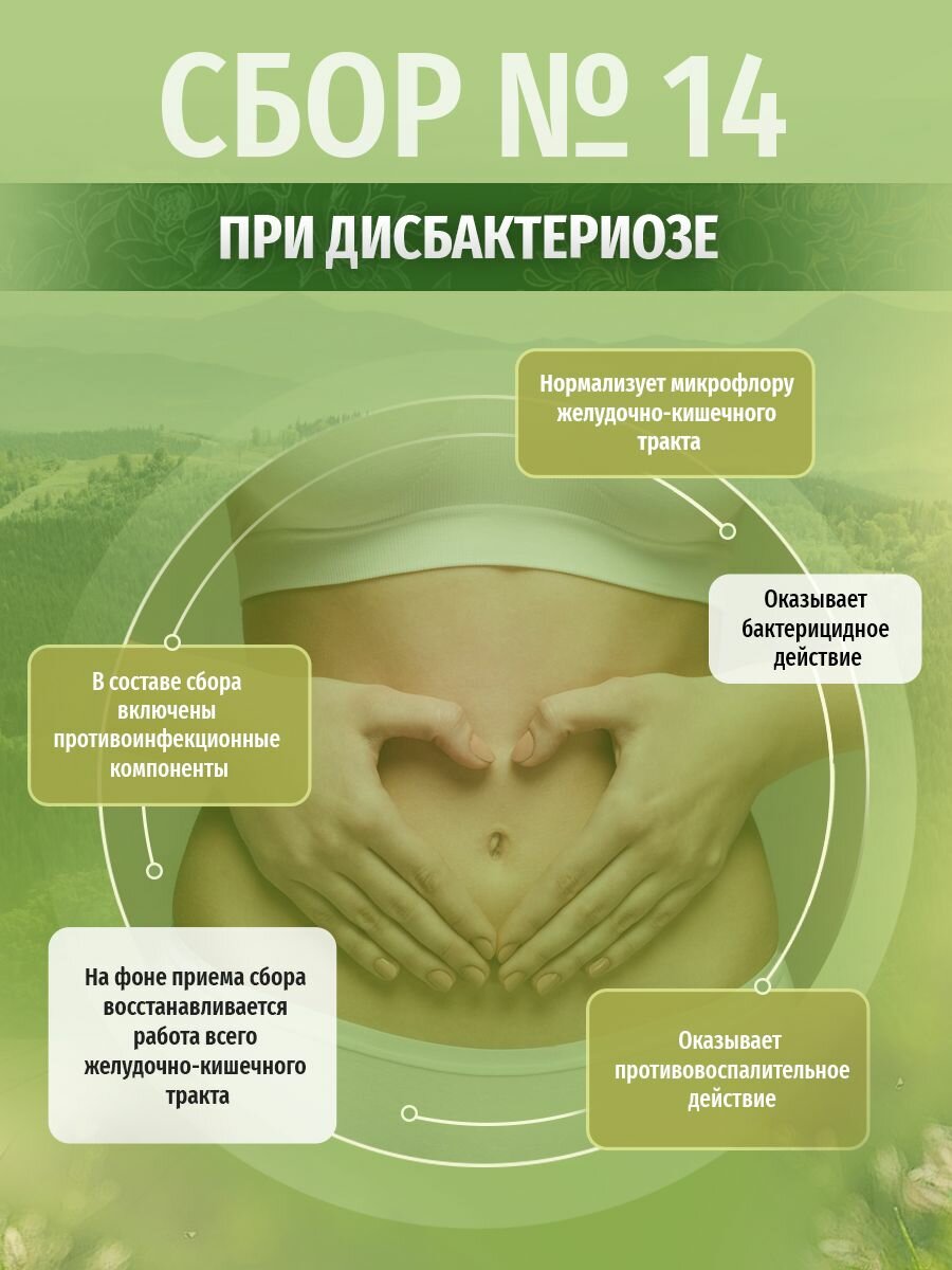 Картинки Травы Кавказа Сбор № 14 при дисбактериозе, 200 гр.