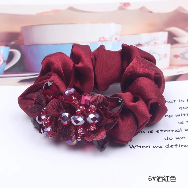 Резинка для волос бордовая с камнями, Color: 20 wine red